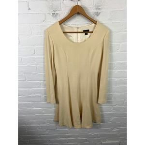 Victor Victoria Women's Scoop-Neck Shift Dress Long Sleeve Cream Size 42
